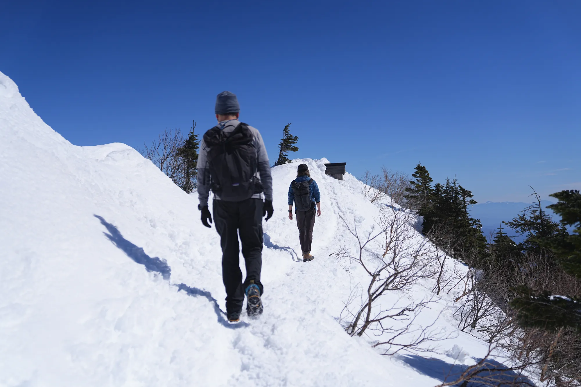 残雪の四阿山 早春登山