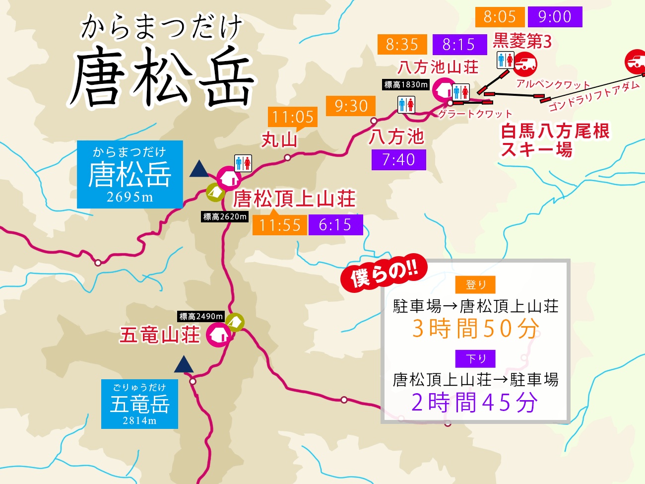 憧れの北アルプスの唐松岳を山小屋泊で行く。天空の池「八方池」と絶景の白馬三山。