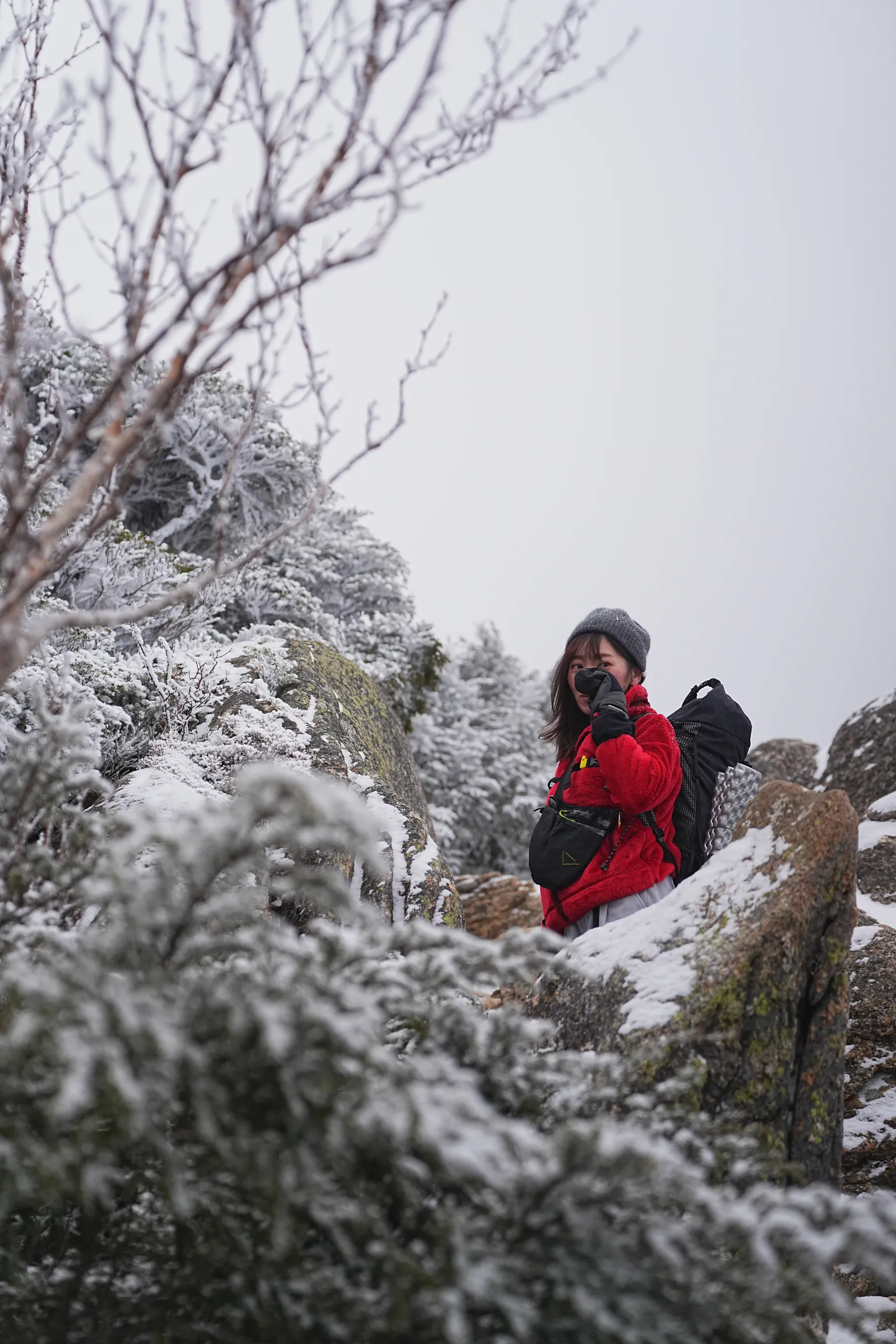 冬の金峰山。金峰山小屋に泊まって山頂で朝日。