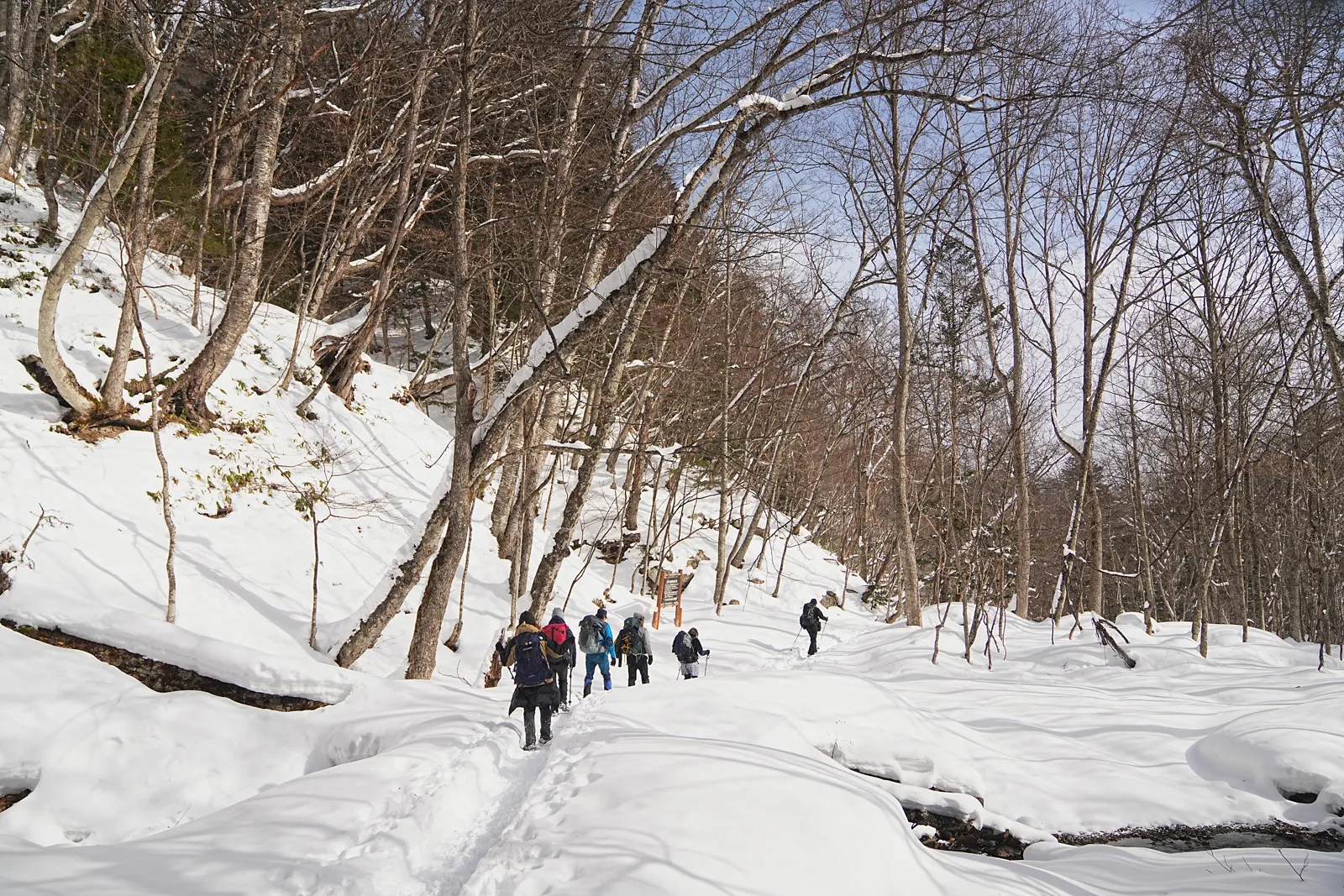 奥鬼怒の秘湯を求めて、手白澤温泉へ雪上ハイキング