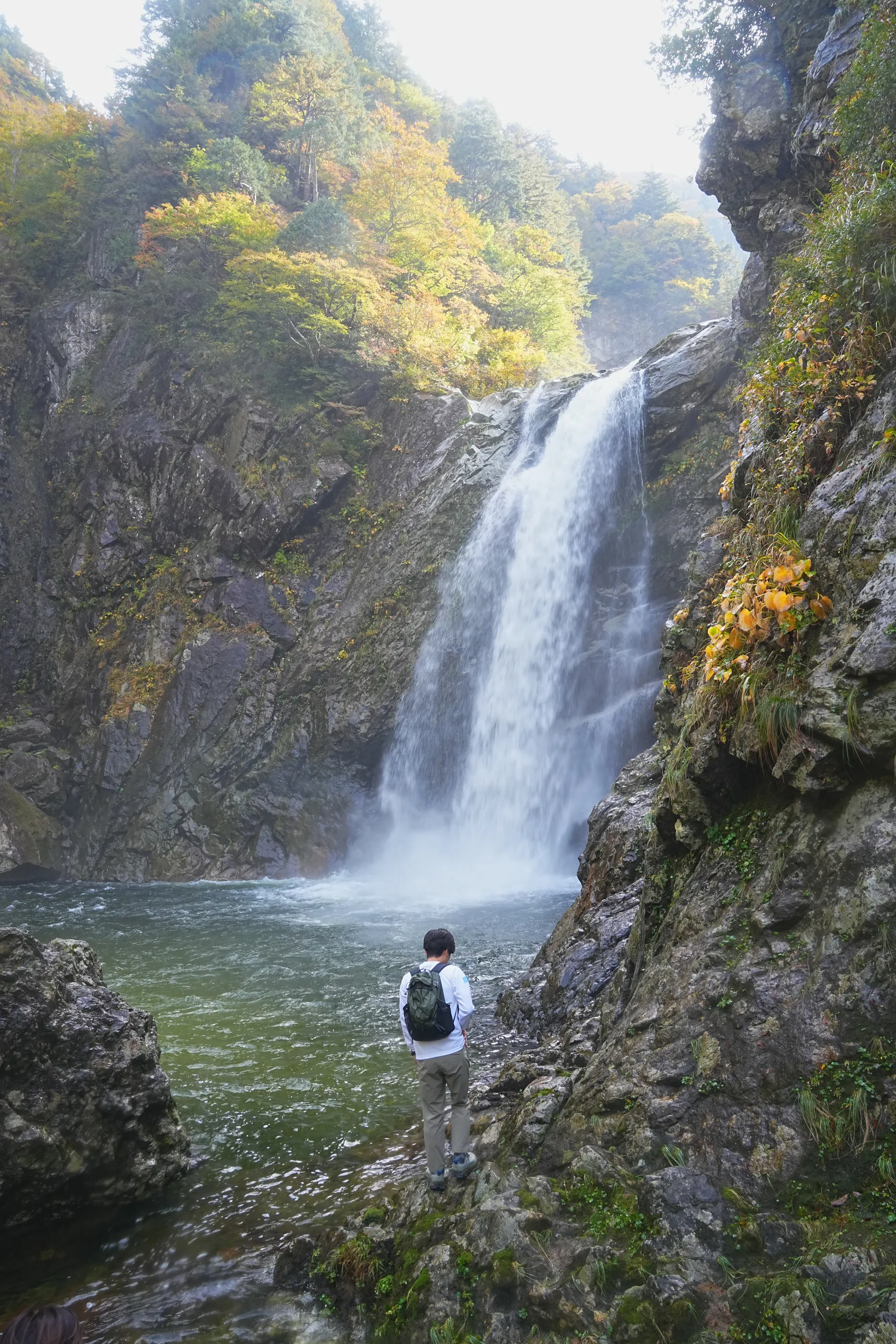 紅葉の裏巻機渓谷。急峻な渓谷を歩く絶壁ハイキング